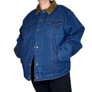 KEY Vintage Denim Quilted Trucker Coat Size 50 Big 2 XL